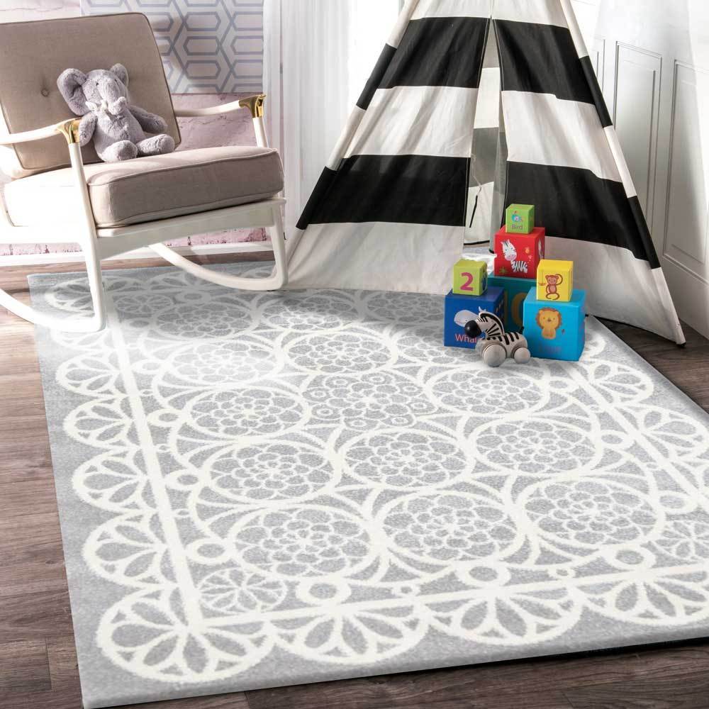 Daisy Doily Kids' Rug, Grey - Nova Rugs