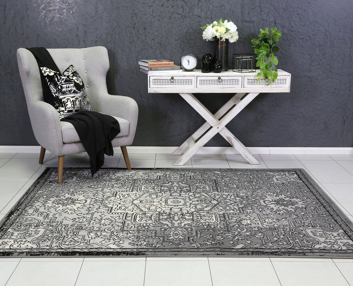 Dark Grey Elise Art Deco Rug - Nova Rugs