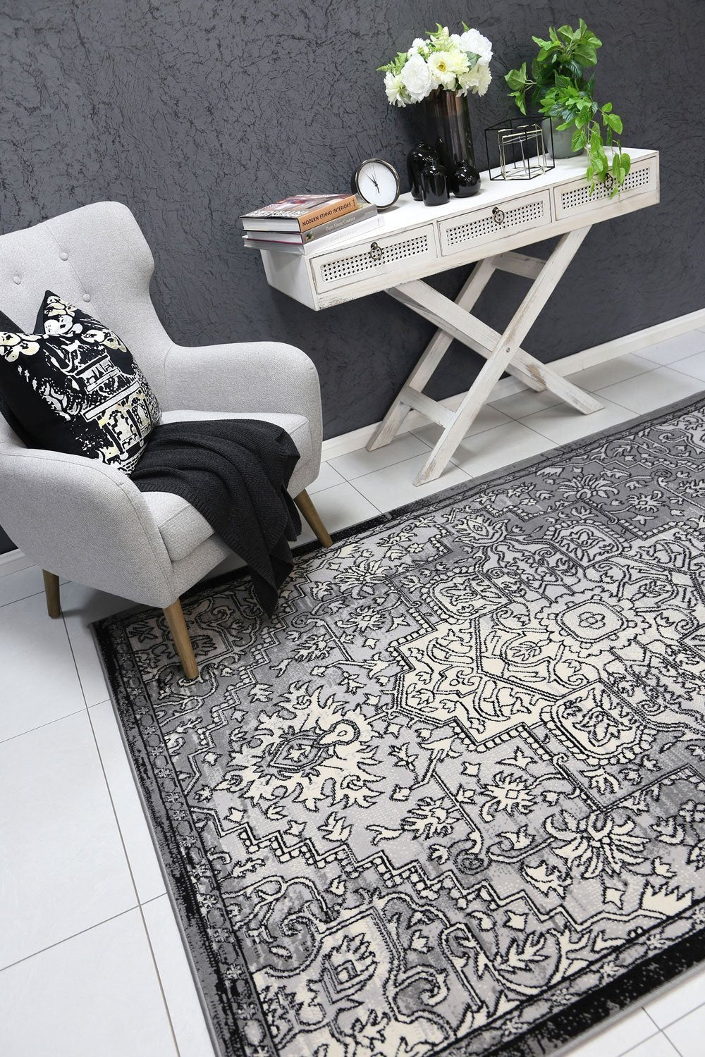Dark Grey Elise Art Deco Rug - Nova Rugs