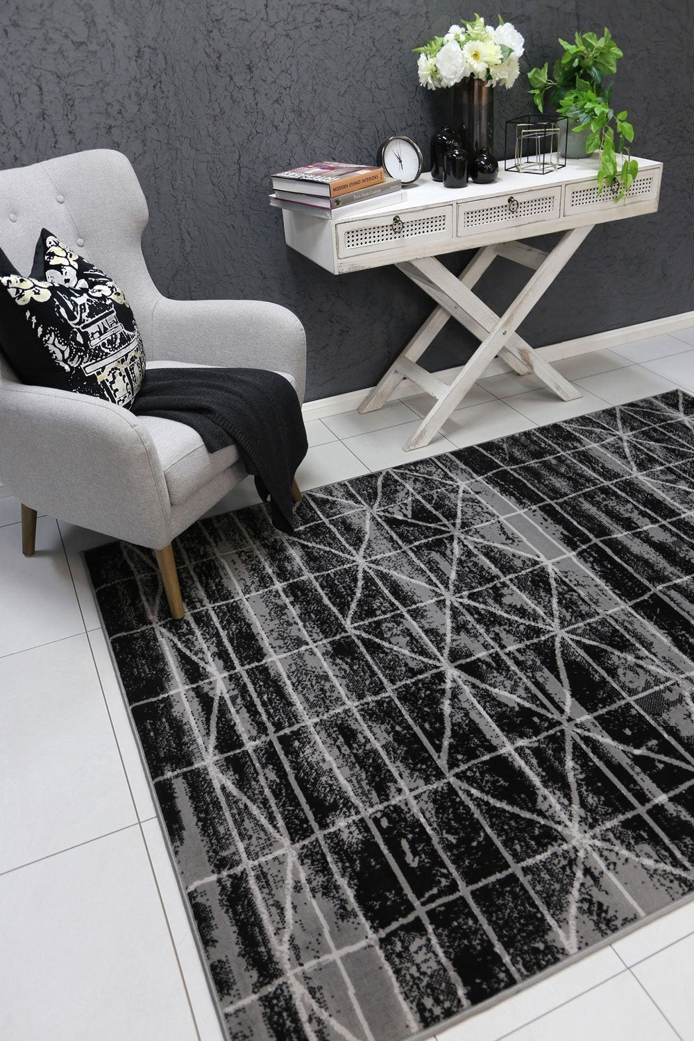 Dark Grey Elise Sketch Rug - Nova Rugs