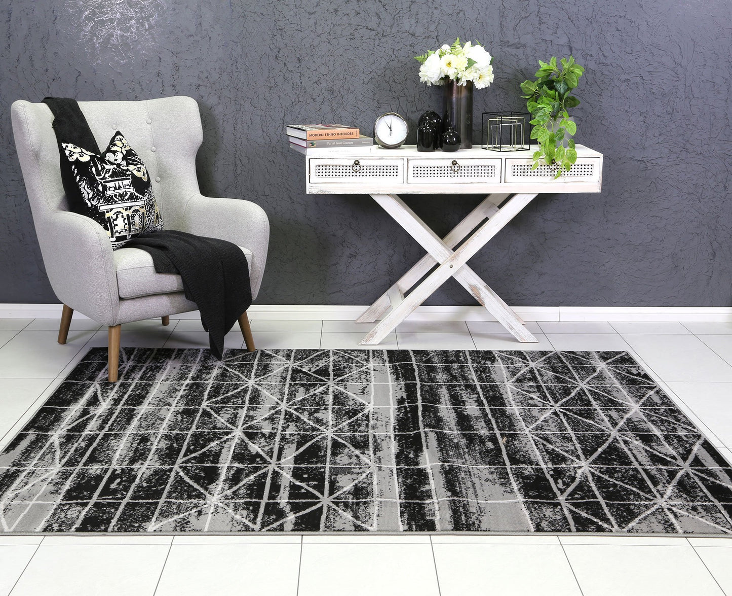 Dark Grey Elise Sketch Rug - Nova Rugs