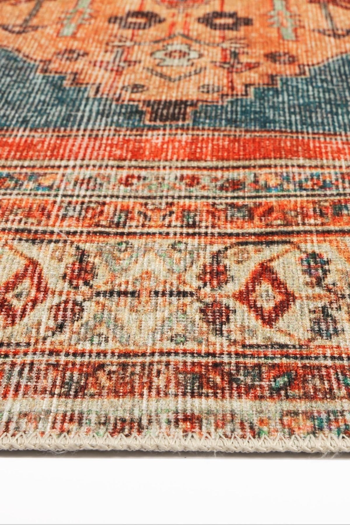 Distressed Louvre Rustic Blue Area Rug - Nova Rugs