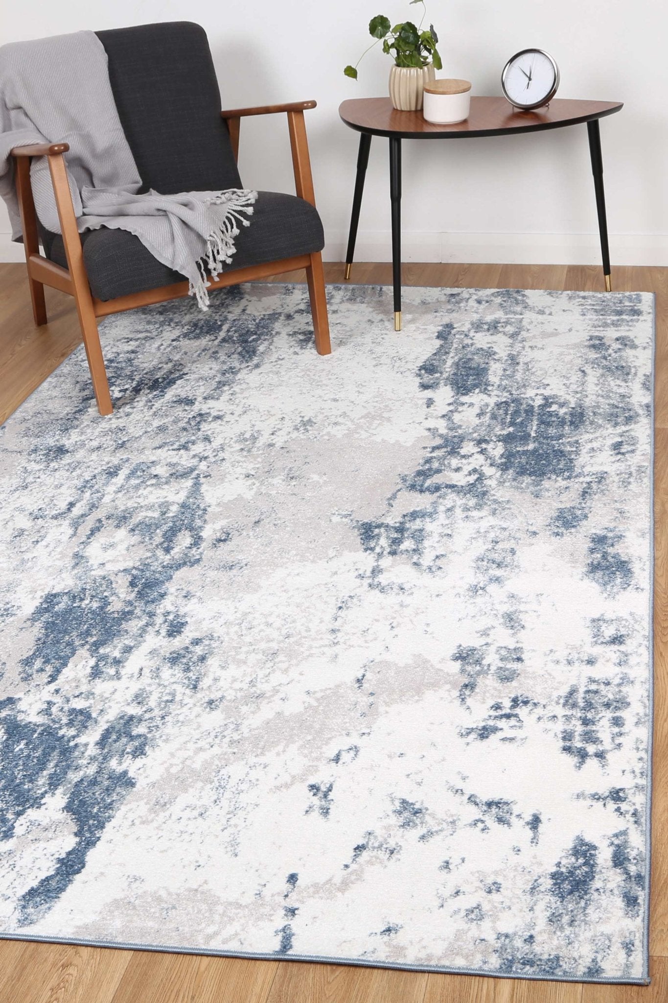 Ermina Modern Abstract Blue Rug - Nova Rugs