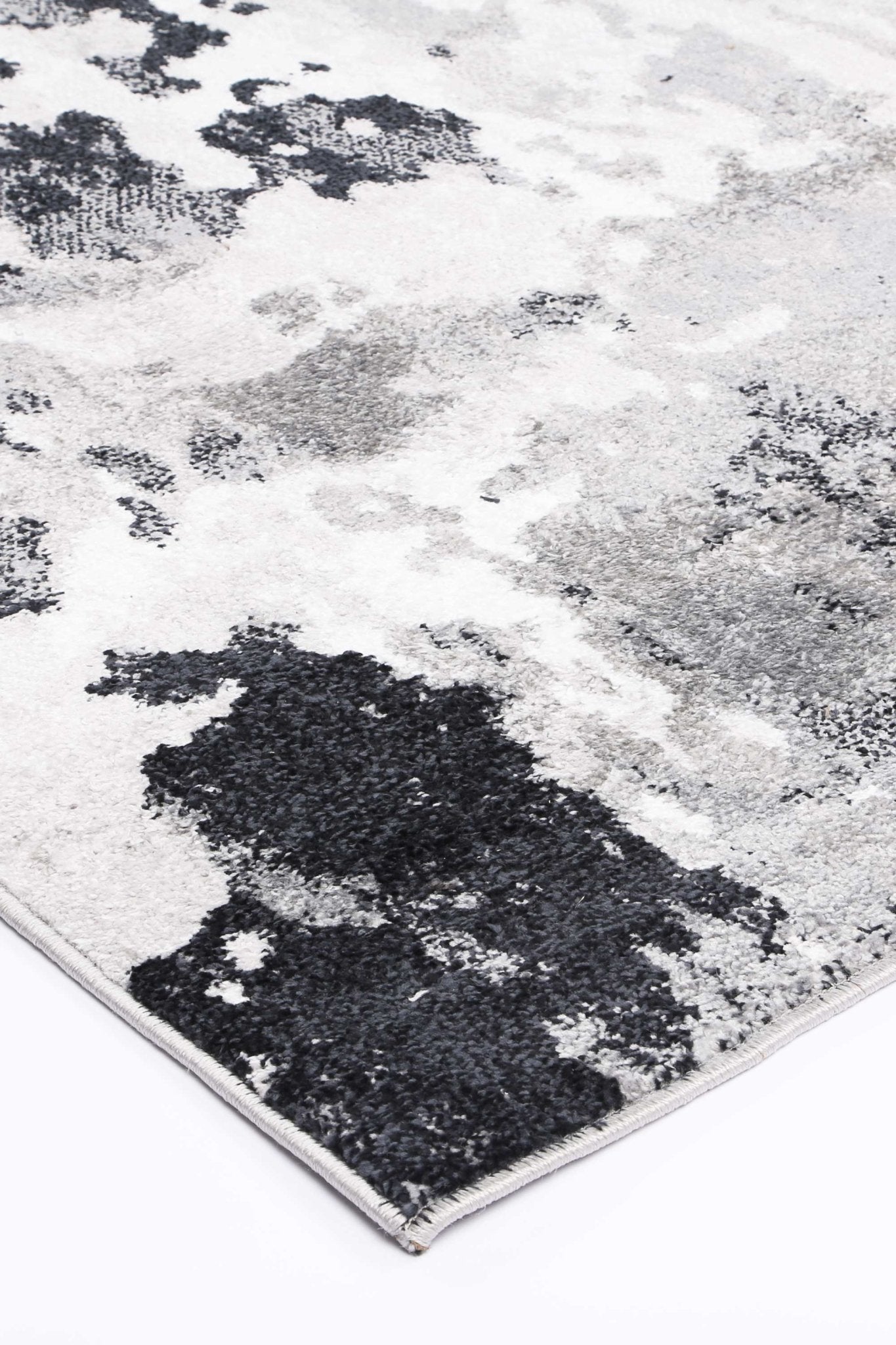 Ermina Modern Abstract Grey Black Rug - Nova Rugs