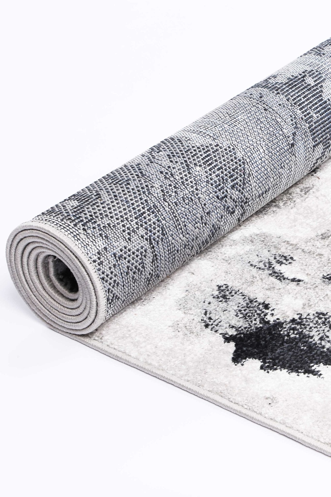 Ermina Modern Abstract Grey Black Rug - Nova Rugs