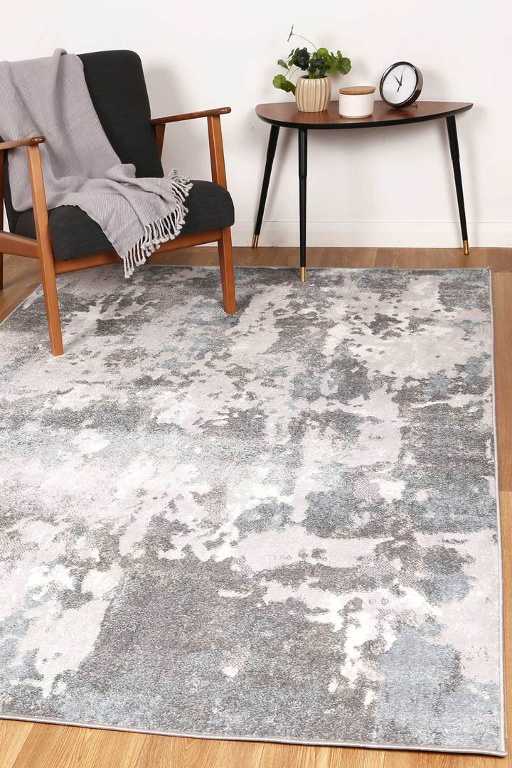 Ermina Modern Abstract Grey Blue Rug - Nova Rugs