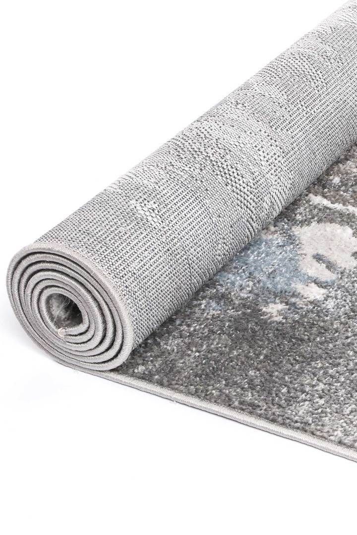 Ermina Modern Abstract Grey Blue Rug - Nova Rugs