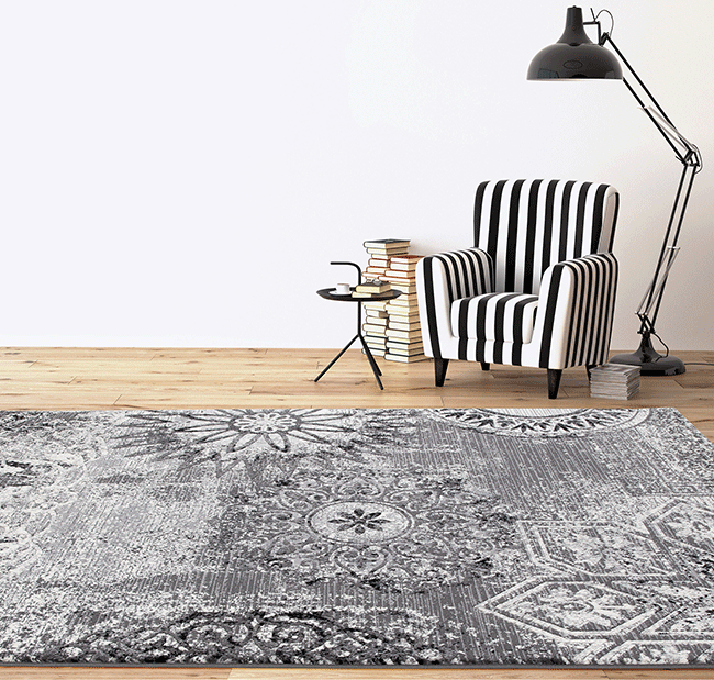 Fruzan Pau Turkish Made Modern Rug, Charcoal - Nova Rugs