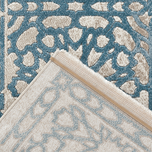 Fruzan Trapani Turkish Made Modern Rug, 16x23cm, Turquoise / Beige - Nova Rugs
