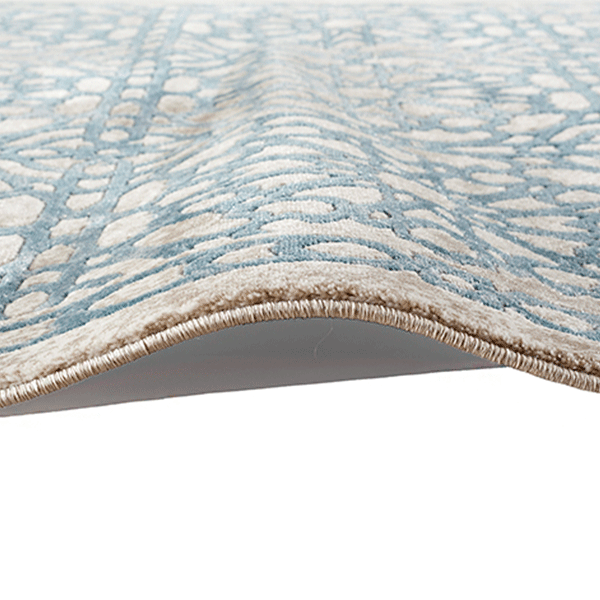Fruzan Trapani Turkish Made Modern Rug, 16x23cm, Turquoise / Beige - Nova Rugs
