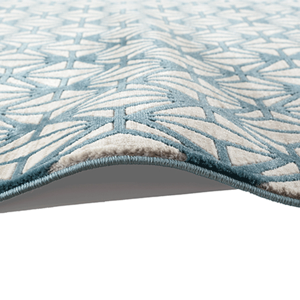Fruzan Valence Turkish Made Modern Rug, Turquoise / Cream - Nova Rugs