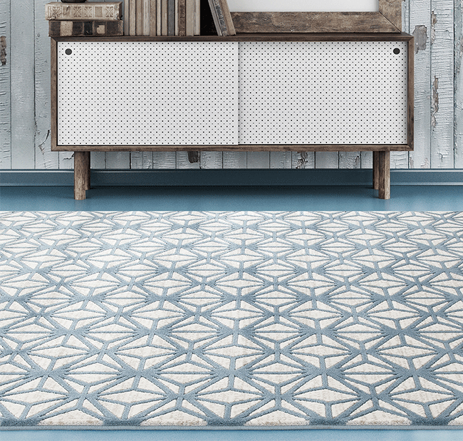 Fruzan Valence Turkish Made Modern Rug, Turquoise / Cream - Nova Rugs