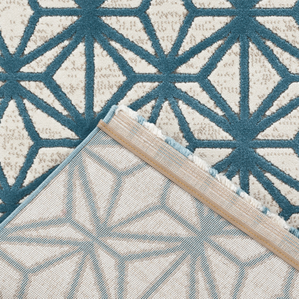 Fruzan Valence Turkish Made Modern Rug, Turquoise / Cream - Nova Rugs