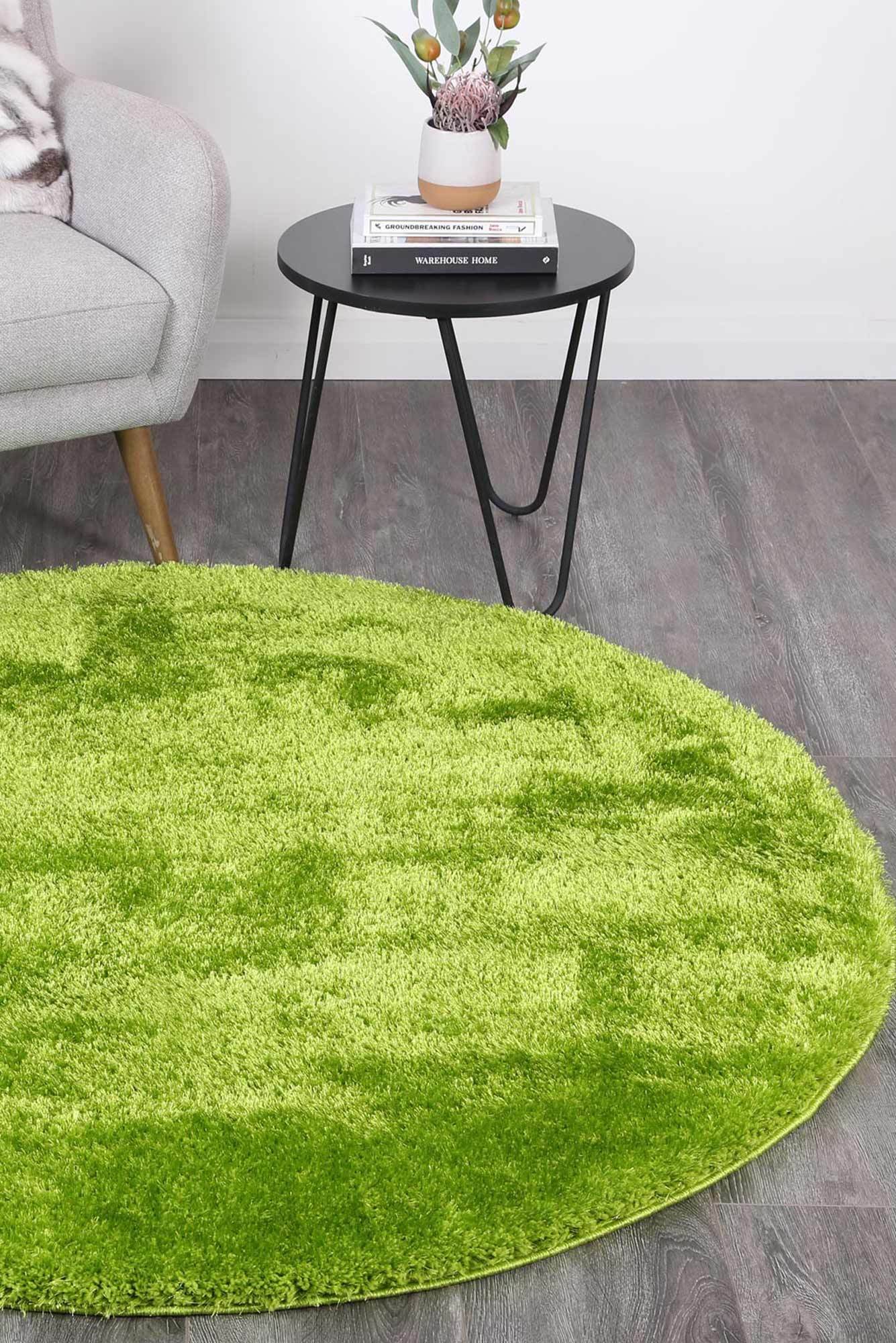 Green Eden Soft Shag Round Rug - Nova Rugs