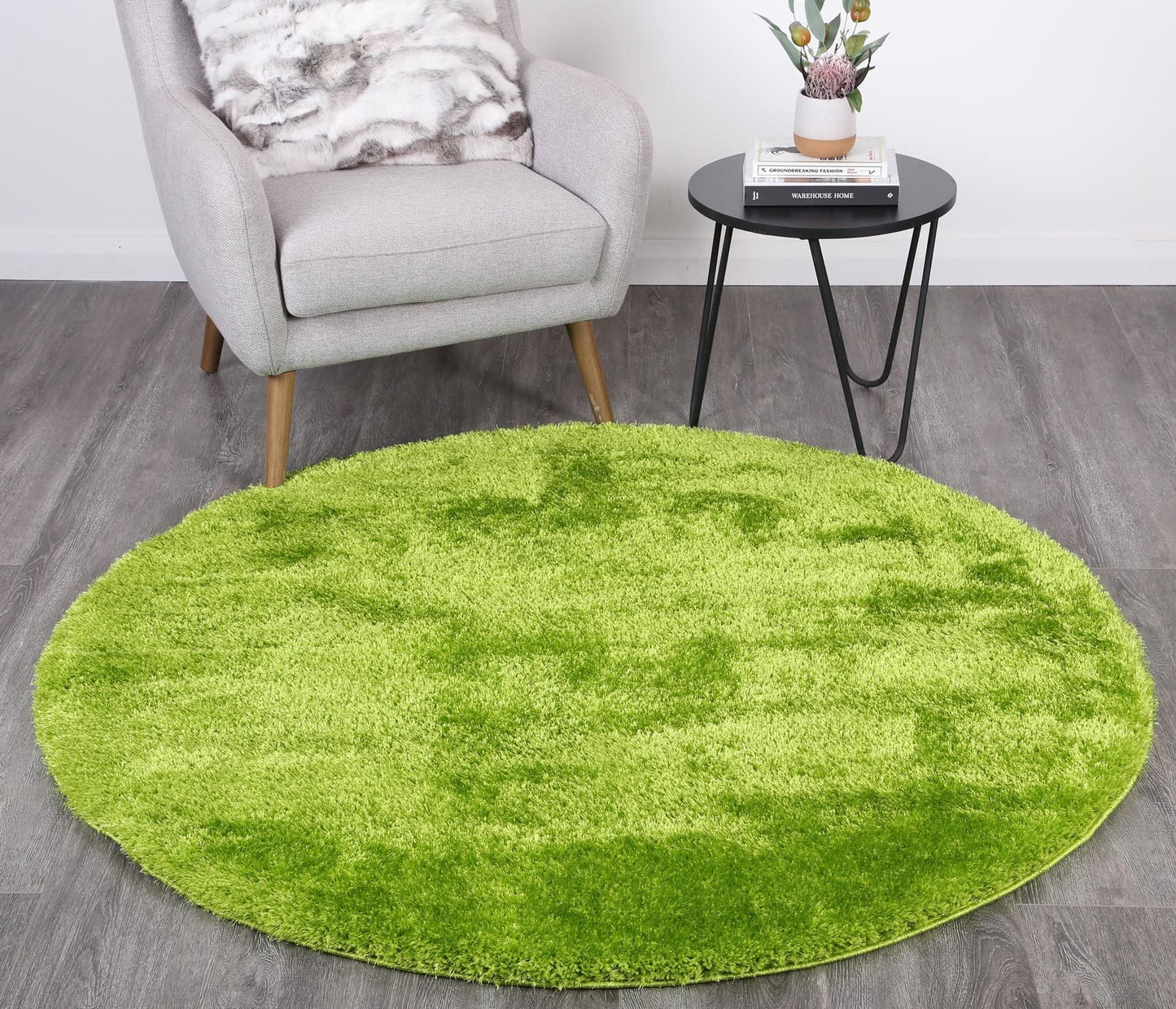 Green Eden Soft Shag Round Rug - Nova Rugs