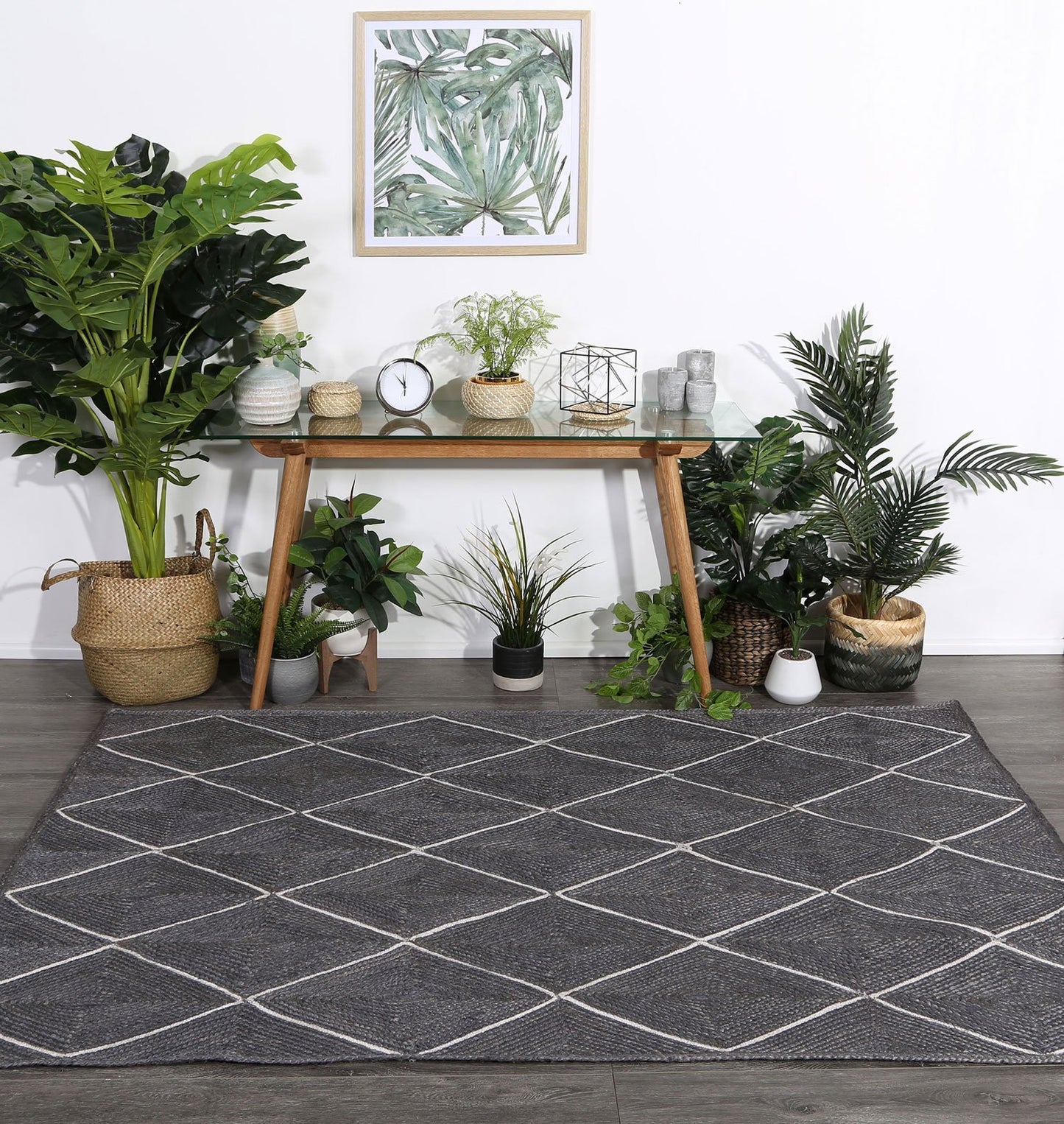 Grey Artisan Diamond Weave Jute Rug - Nova Rugs