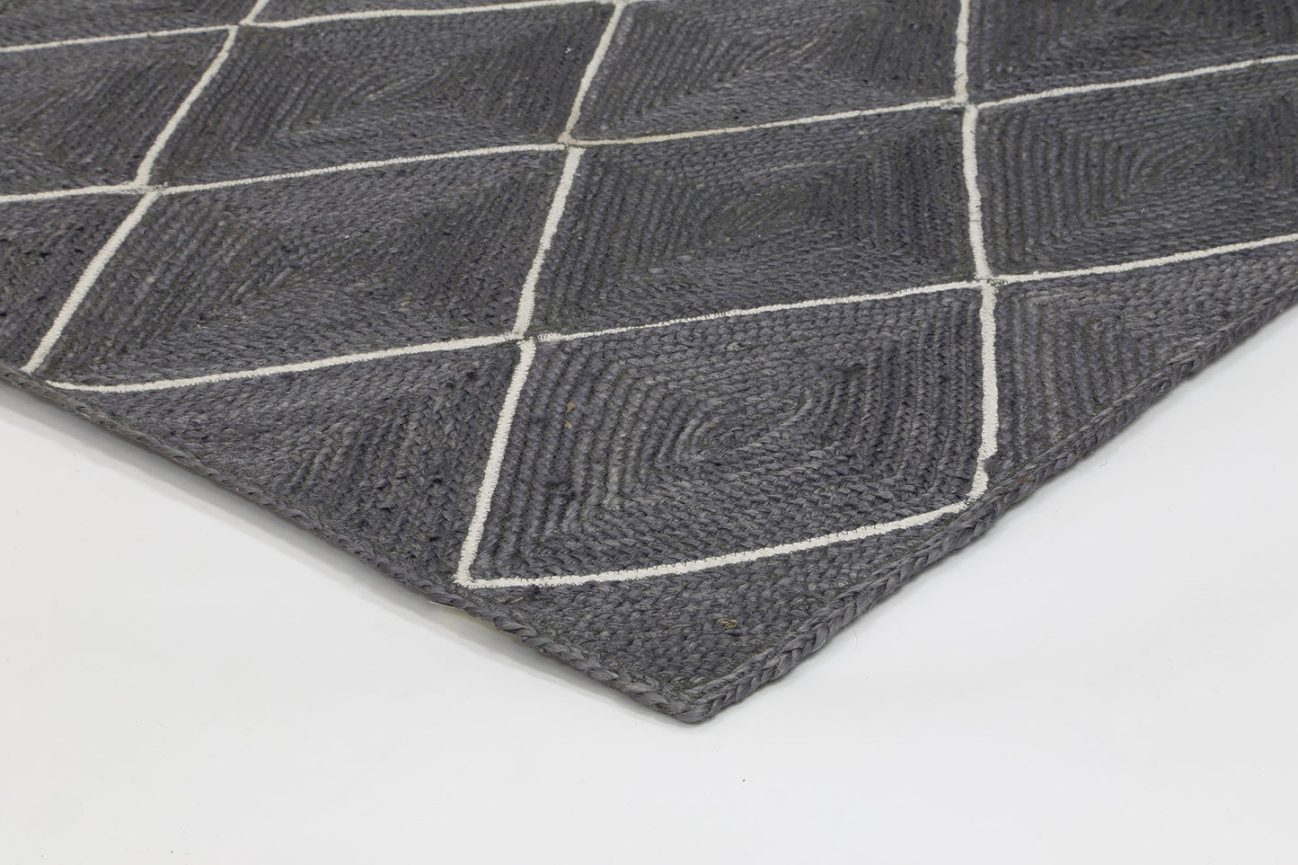 Grey Artisan Diamond Weave Jute Rug - Nova Rugs