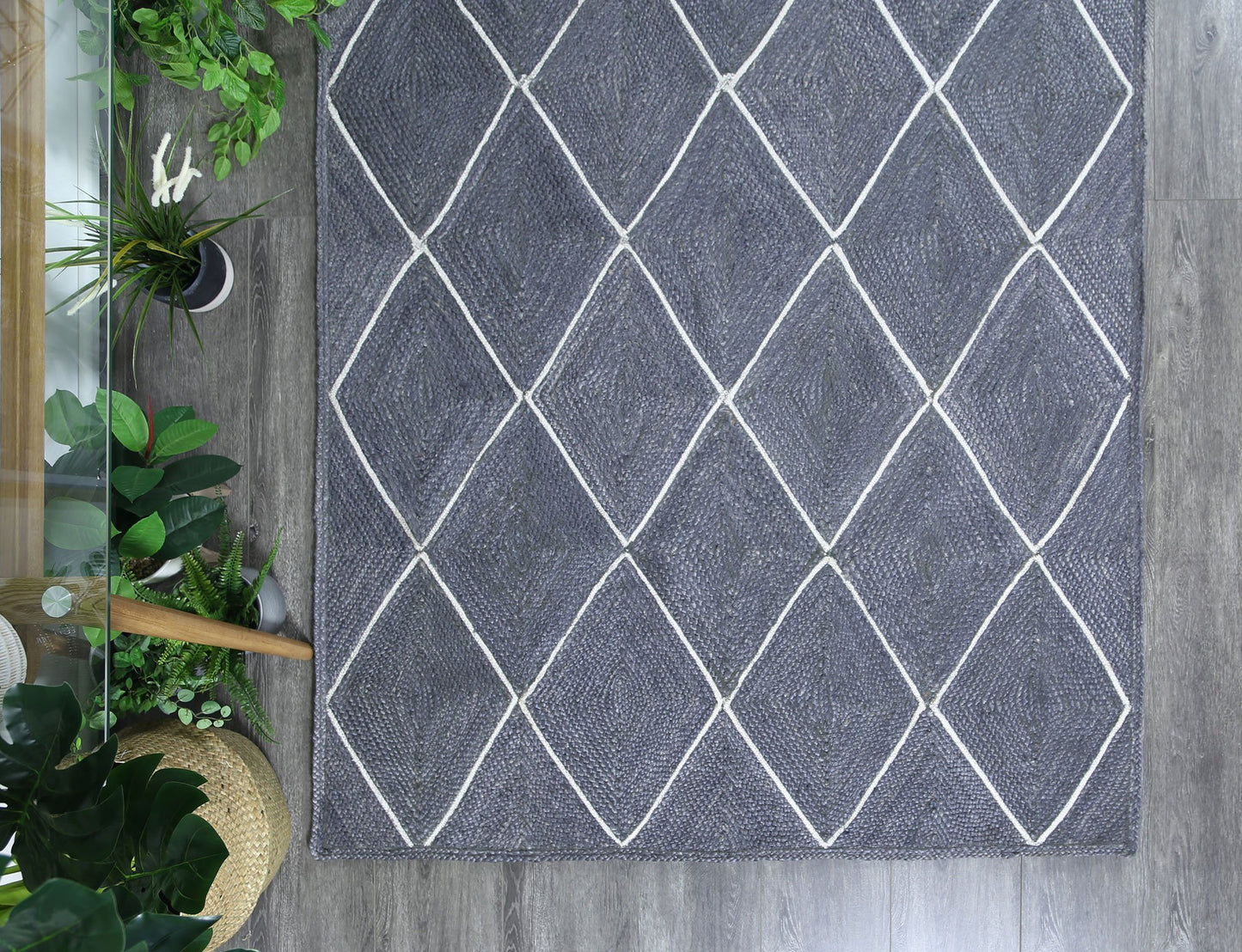 Grey Artisan Diamond Weave Jute Rug - Nova Rugs