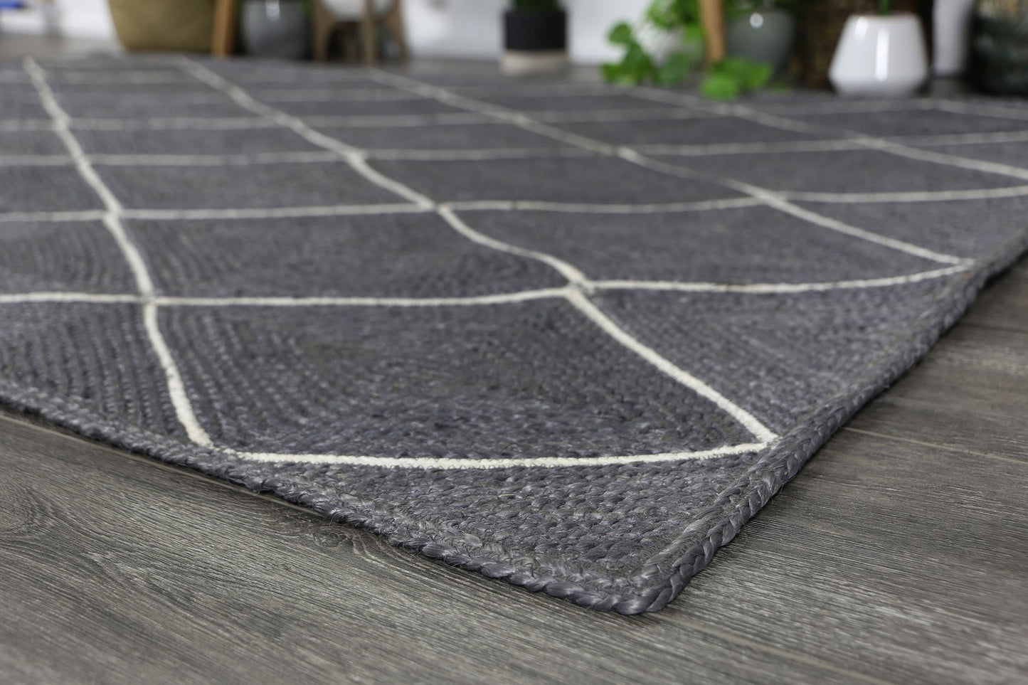 Grey Artisan Diamond Weave Jute Rug - Nova Rugs