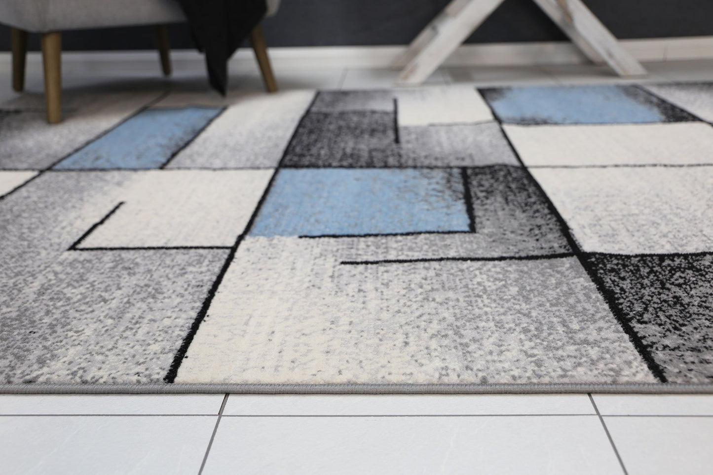 Grey & Blue Elise Bricks Rug - Nova Rugs