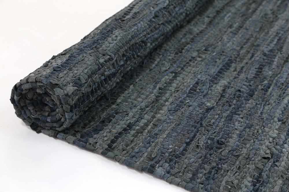 Grey & Blue Gypsy Hand-Woven Leather Rug - Nova Rugs