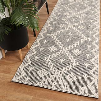 Grey & Cream Dipti Hand-Tufted Wool-Blend Runner - Nova Rugs