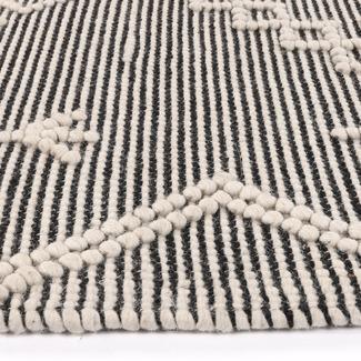 Grey & Cream Dipti Hand-Tufted Wool-Blend Runner - Nova Rugs