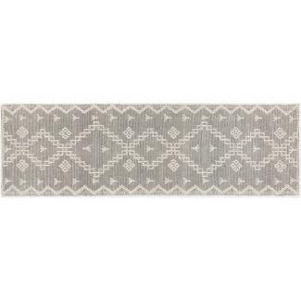 Grey & Cream Dipti Hand-Tufted Wool-Blend Runner - Nova Rugs