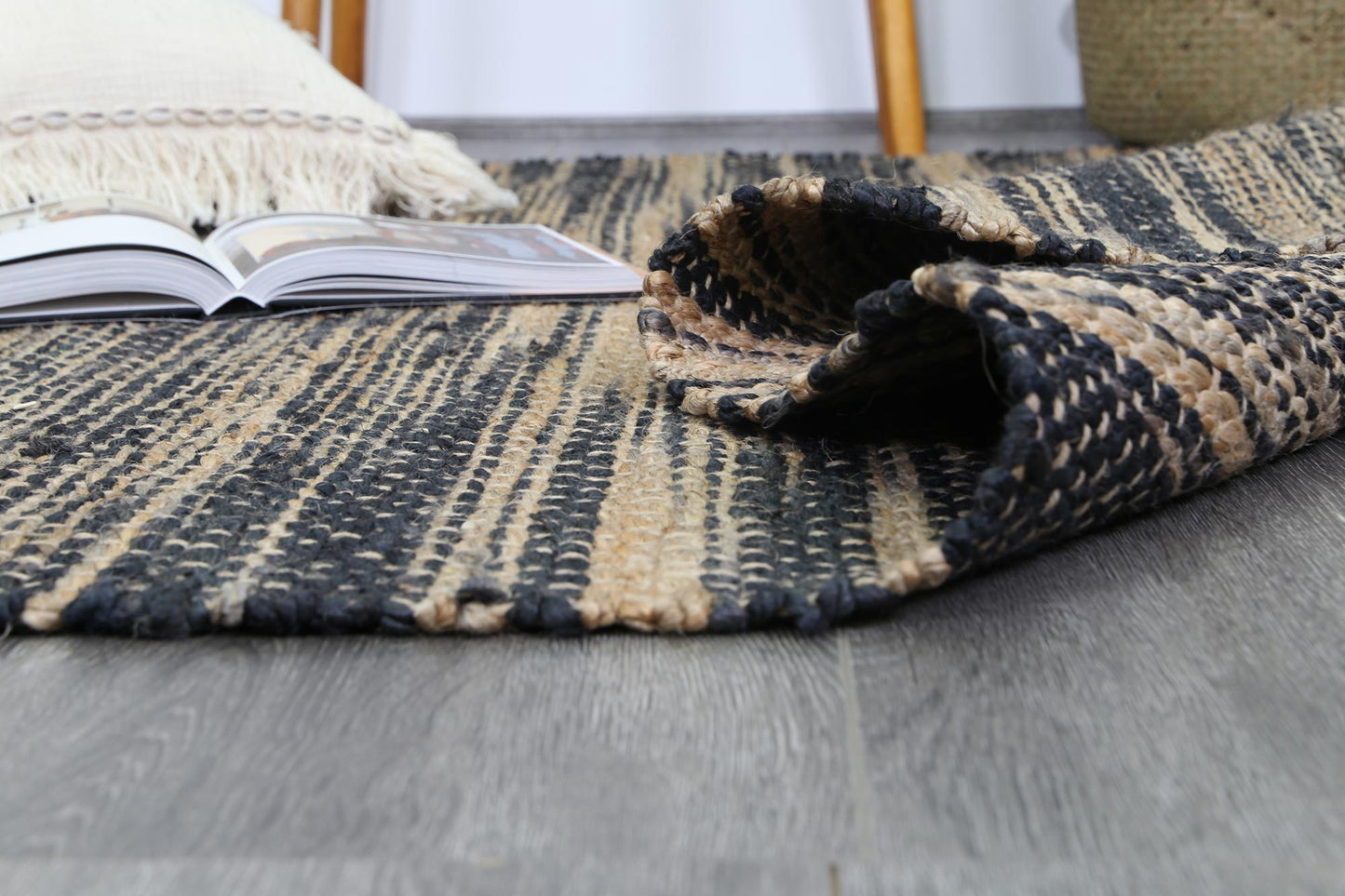 Grey Malmo Stripy Jute Rug - Nova Rugs