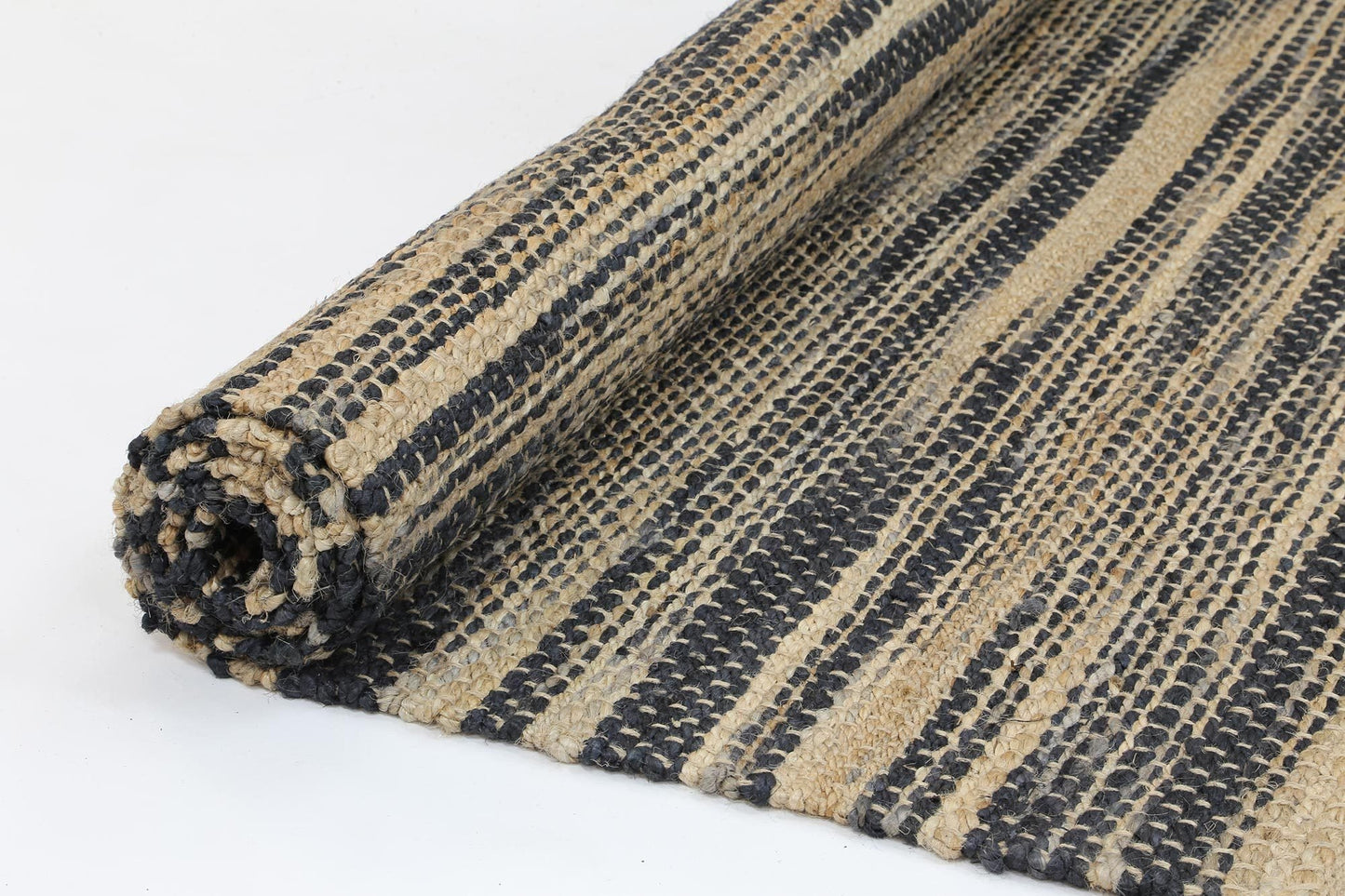Grey Malmo Stripy Jute Rug - Nova Rugs