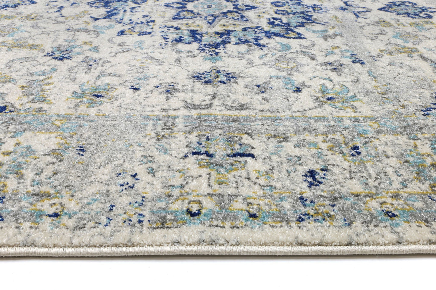 Grey & Navy Blue Delicate Traditional Rug - Nova Rugs