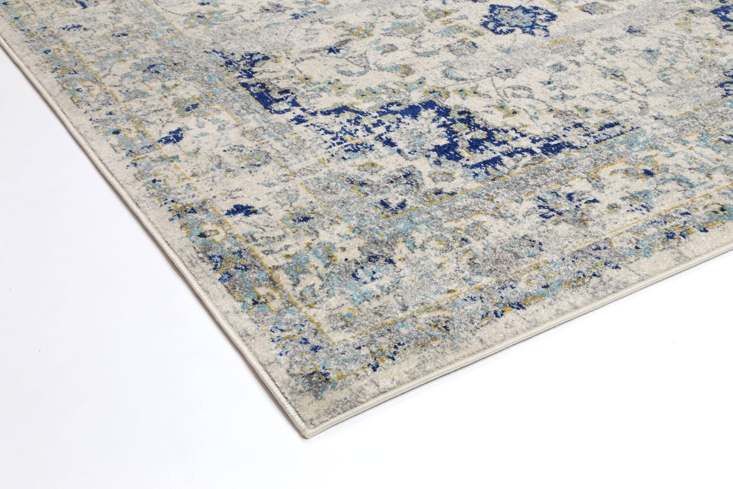 Grey & Navy Blue Delicate Traditional Rug - Nova Rugs