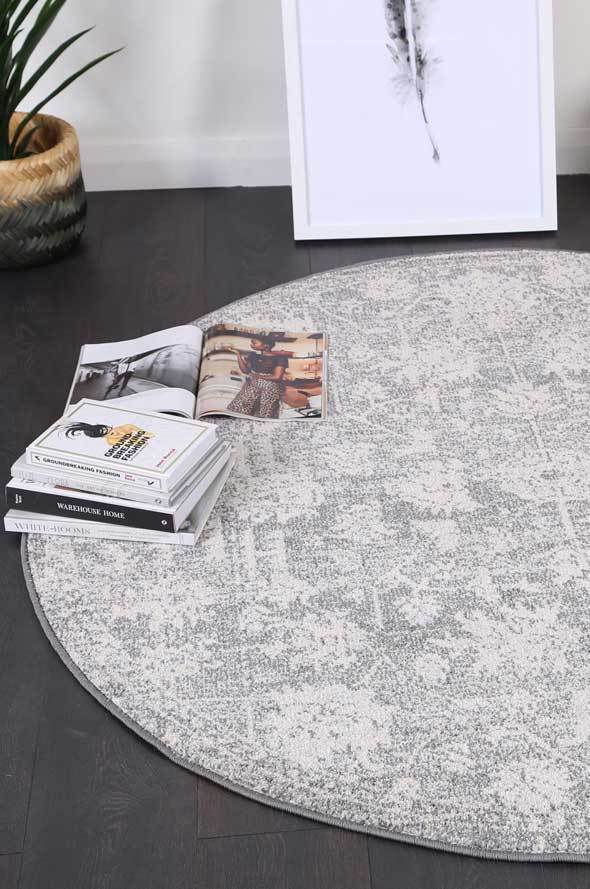 Grey Simone XI Round Rug - Nova Rugs