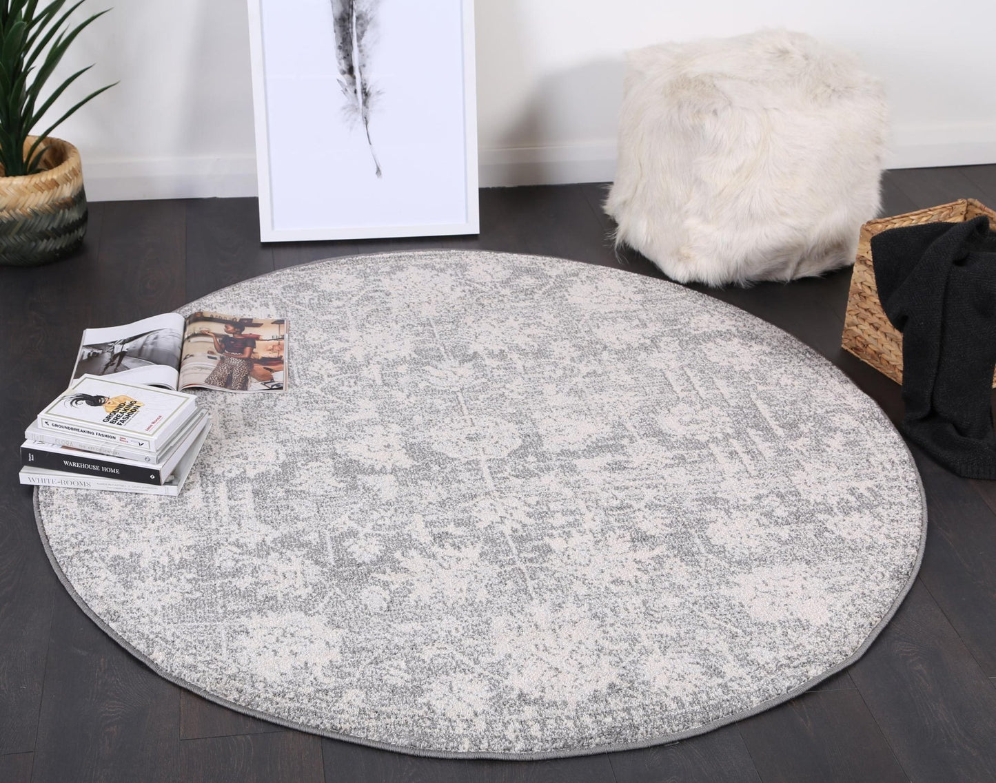 Grey Simone XI Round Rug - Nova Rugs