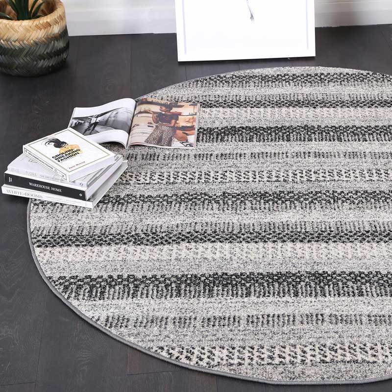 Grey Simone XII Round Rug - Nova Rugs