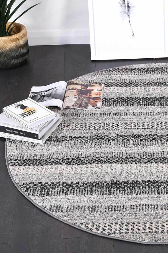 Grey Simone XII Round Rug - Nova Rugs