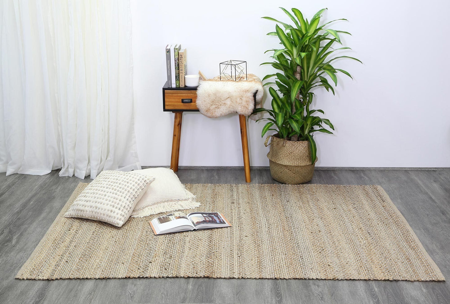 Grey Taj Basket Weave Jute Rug - Nova Rugs