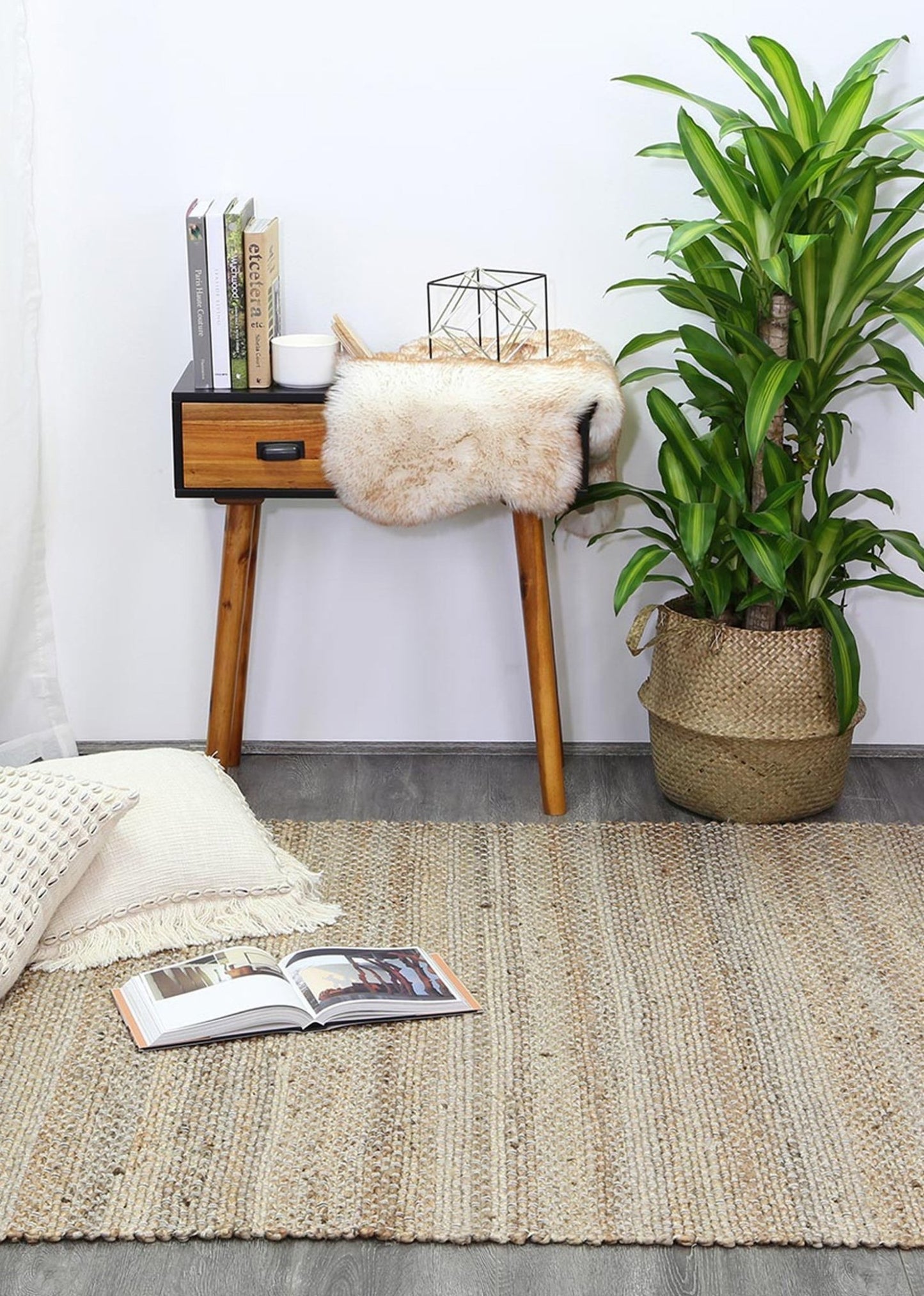 Grey Taj Basket Weave Jute Rug - Nova Rugs