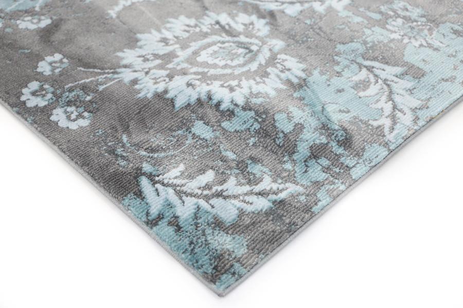 Grey Usma Aqua Silk Rug - Nova Rugs