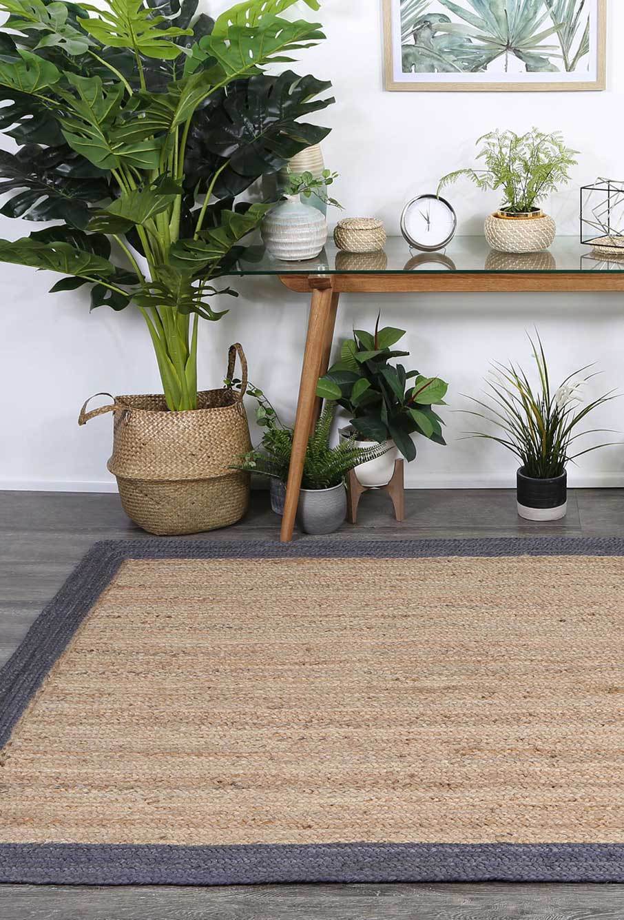 Hampton I Reversible Jute Rug, Grey - Nova Rugs