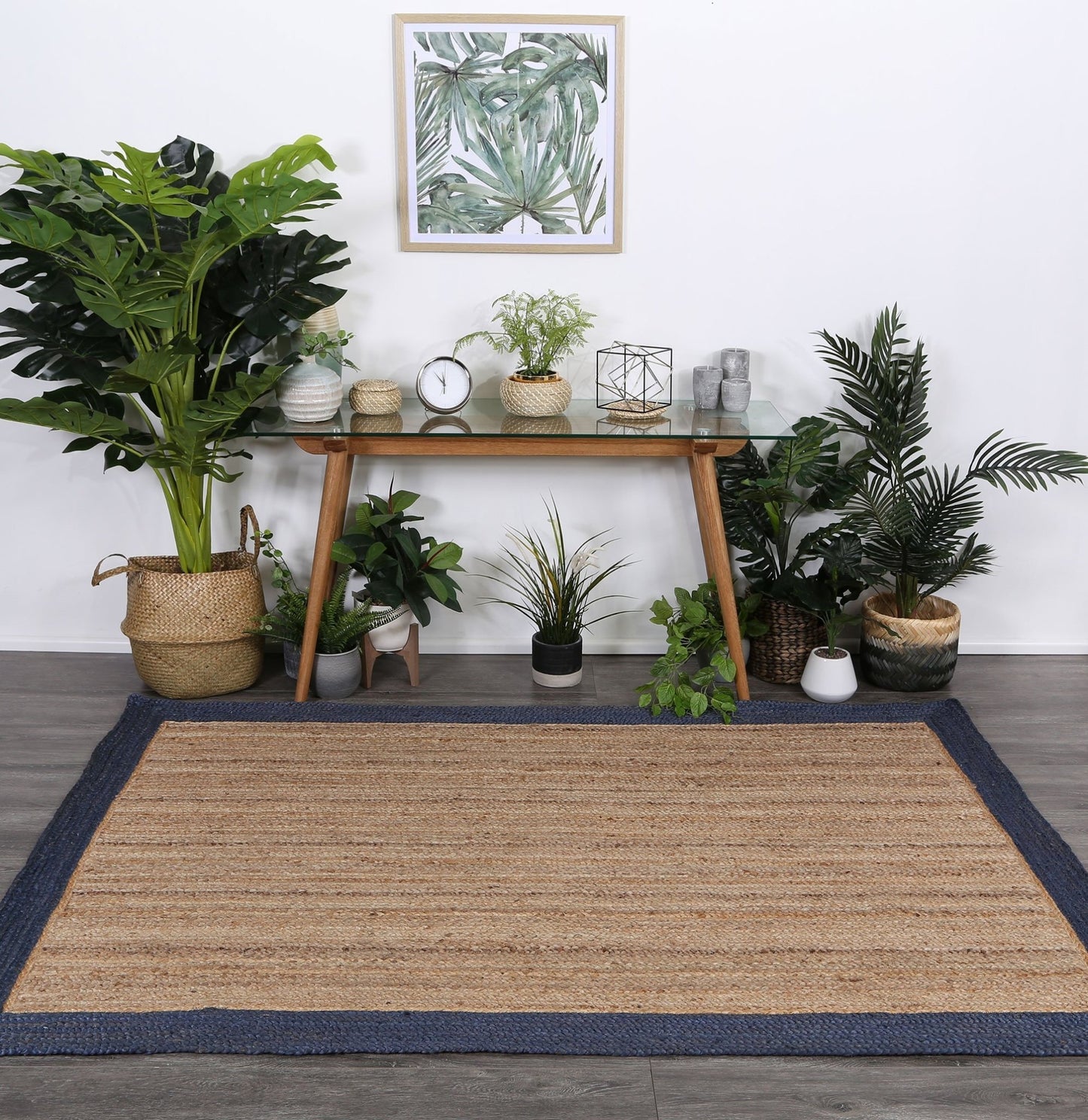 Hampton I Reversible Jute Rug, Navy - Nova Rugs