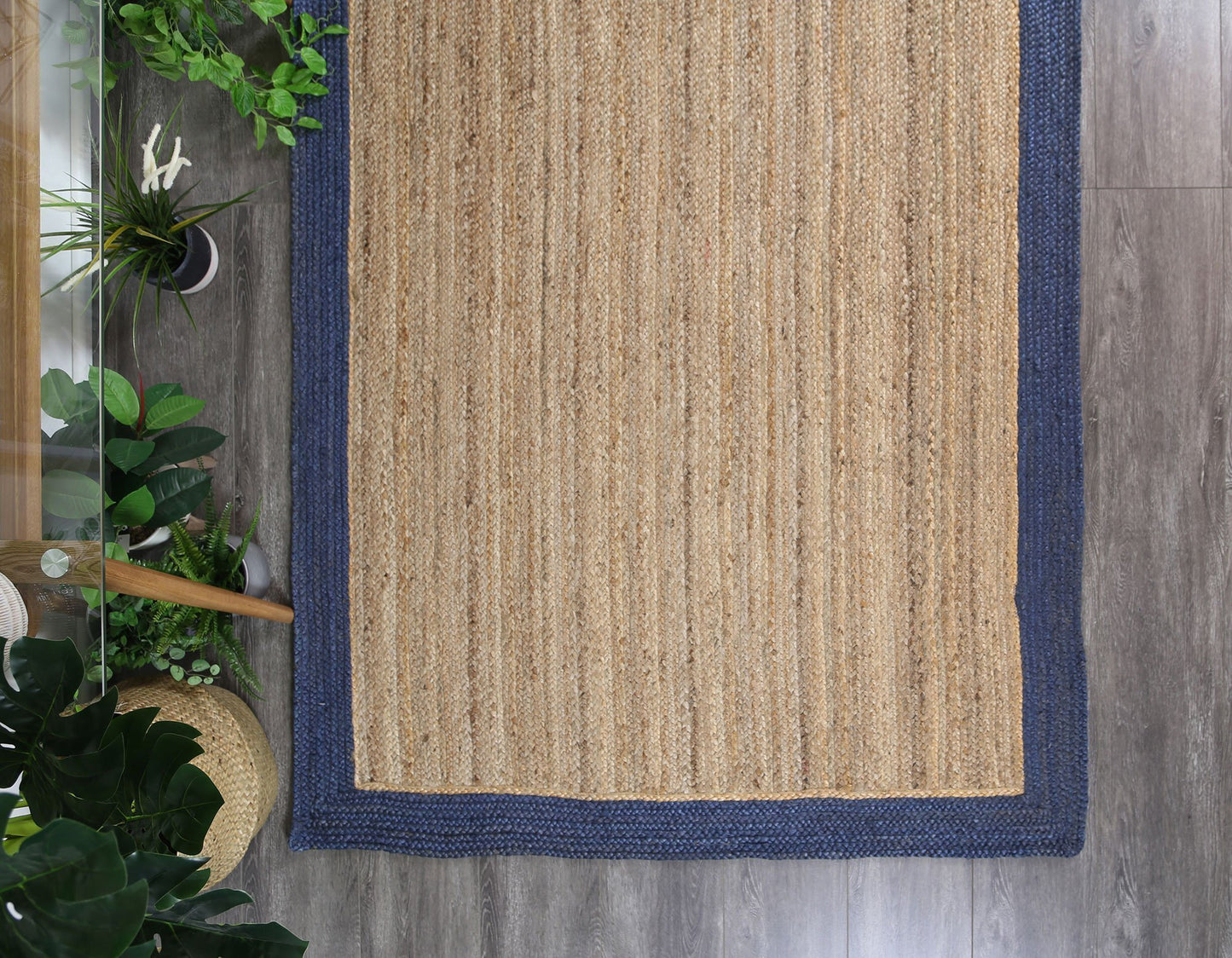Hampton I Reversible Jute Rug, Navy - Nova Rugs