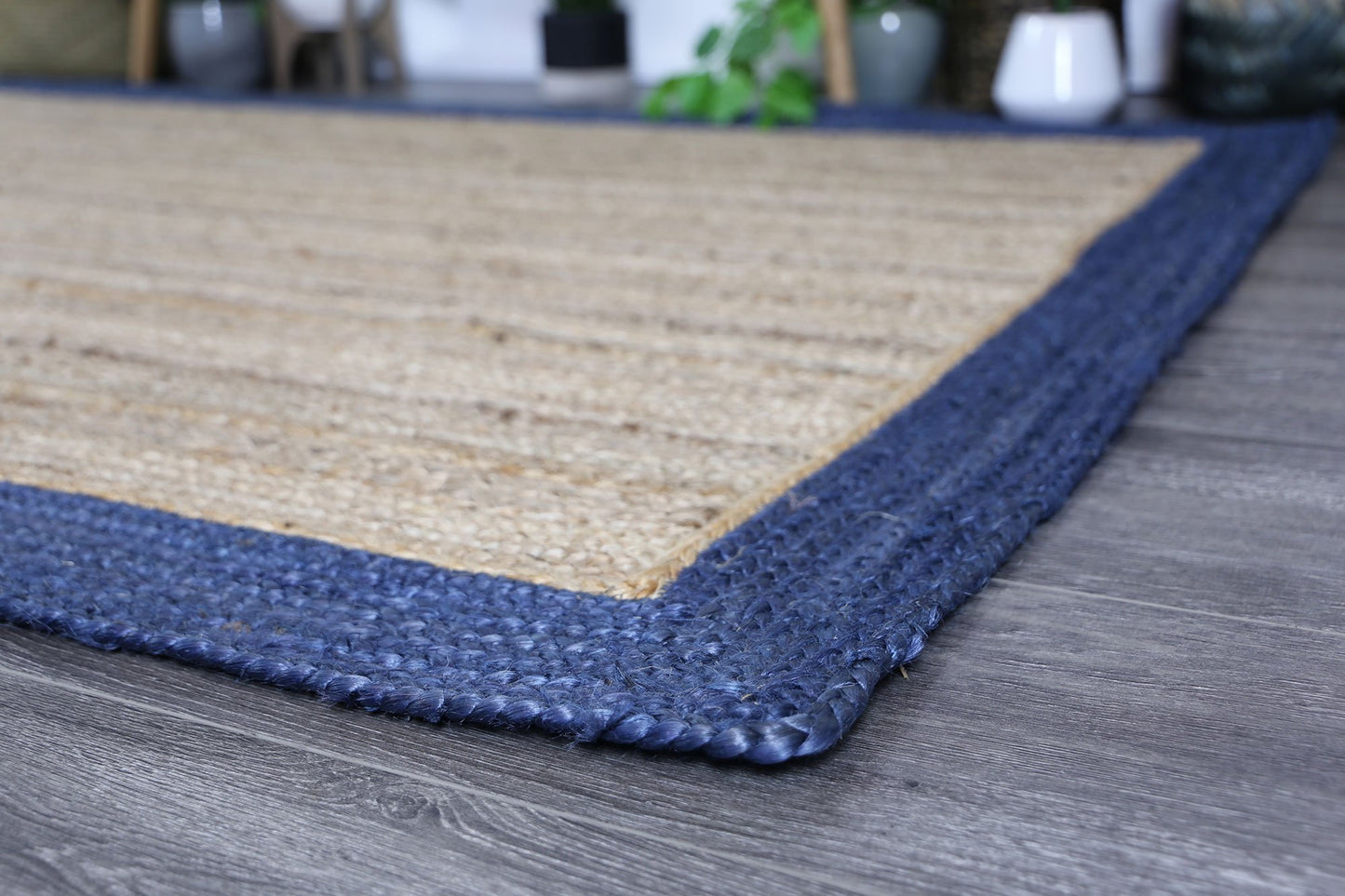 Hampton I Reversible Jute Rug, Navy - Nova Rugs