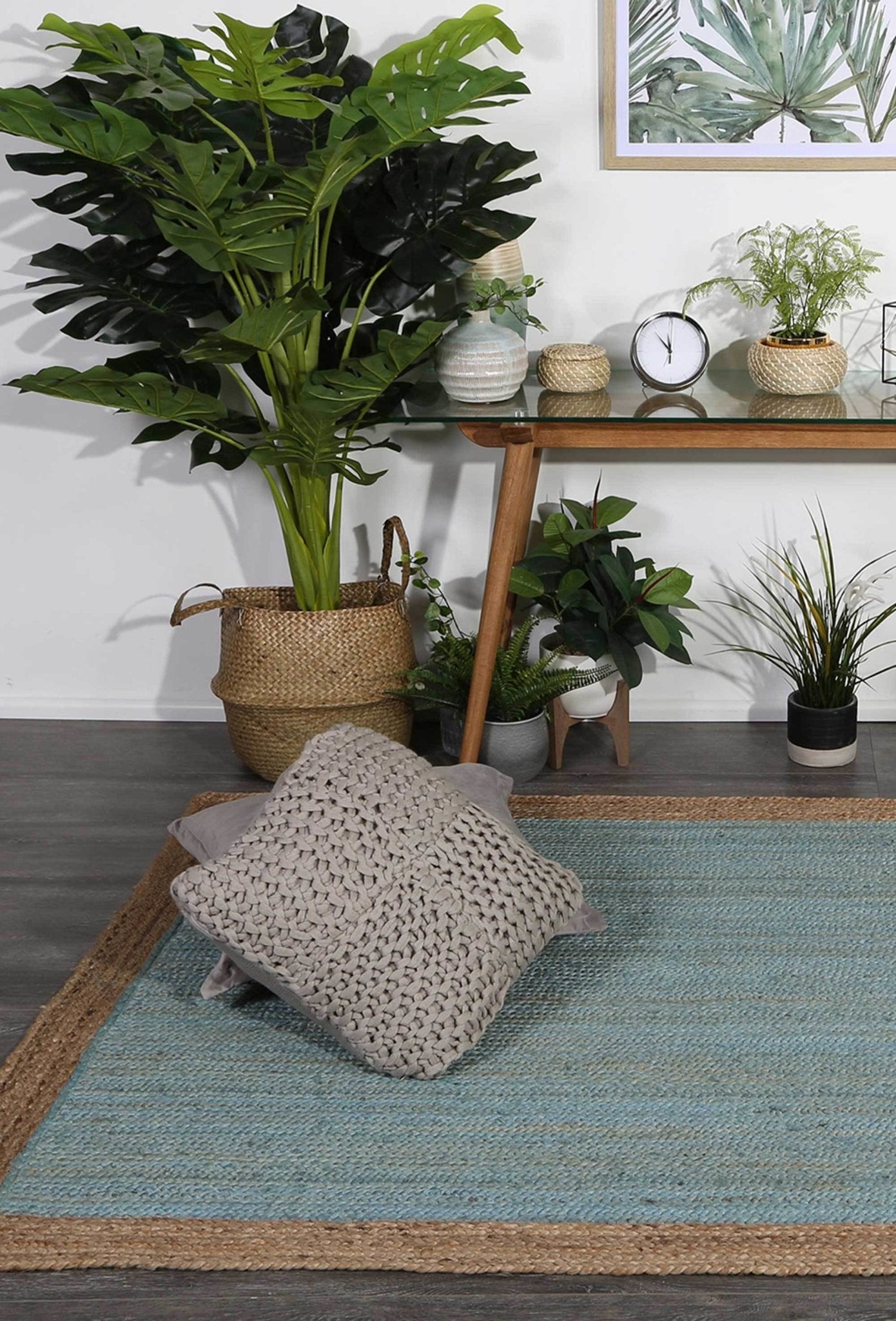 Hampton II Reversible Jute Rug, Blue - Nova Rugs