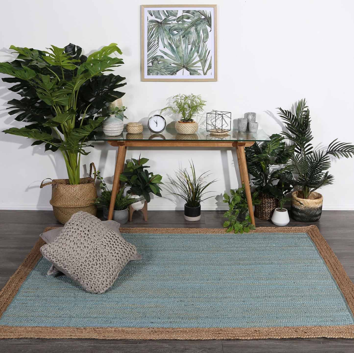 Hampton II Reversible Jute Rug, Blue - Nova Rugs
