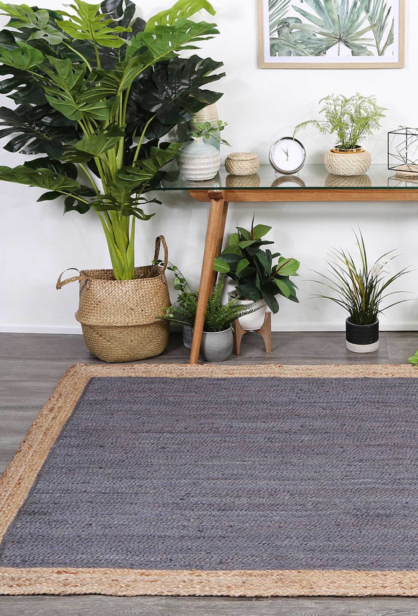Hampton II Reversible Jute Rug, Grey - Nova Rugs