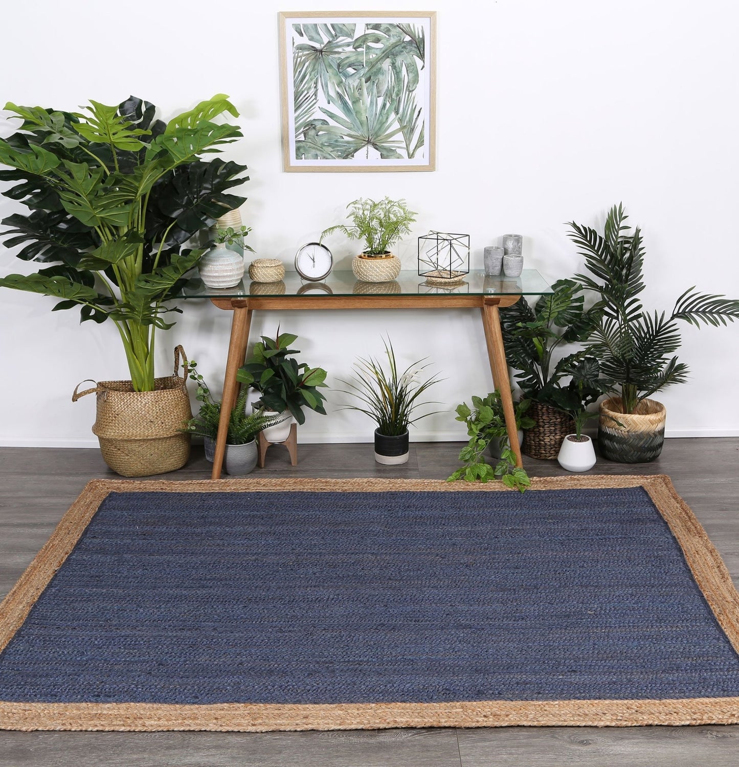 Hampton II Reversible Jute Rug, Navy - Nova Rugs
