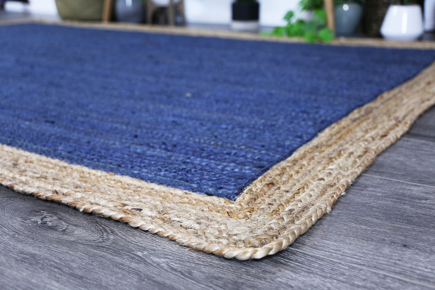 Hampton II Reversible Jute Rug, Navy - Nova Rugs