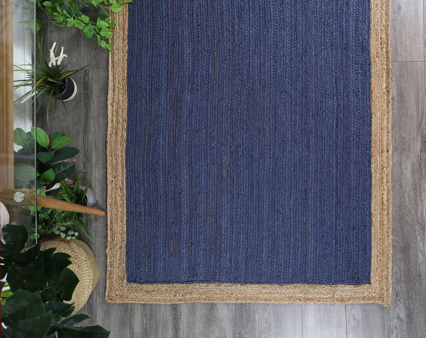Hampton II Reversible Jute Rug, Navy - Nova Rugs