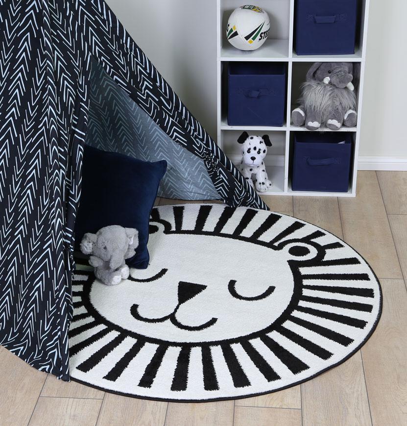 Happy Kids Lion Round Rug - Nova Rugs